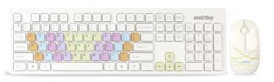 Комплект клавиатура+мышь Smartbuy 218346AG, белый, с цветными клавишами, SBC-218346AG-W