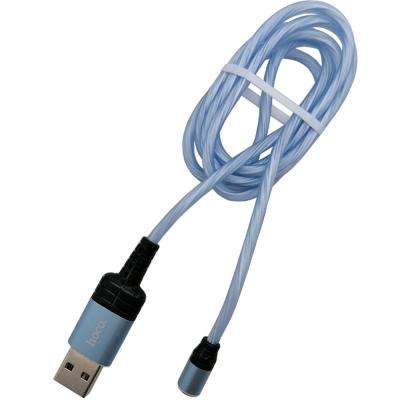 Кабель USB - Micro USB, 1,0м, HOCO U90 Ingenious streamer, LED, магнит, синий