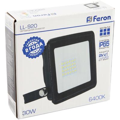 LED прожектор 30W, 6400K, IP65, 220V, черный, LL-920 /32101/