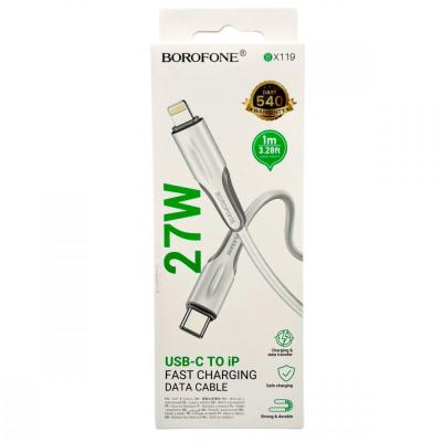 Кабель Type C - Lightning 8pin, 1,0м, BOROFONE BX119, 3.0A PD 27W, белый 