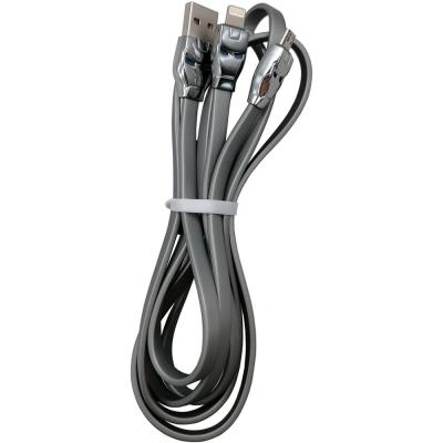 Кабель 2 в 1 USB - Lightning 8pin+micro USB, 1,3м, HOCO U14 Series, серый