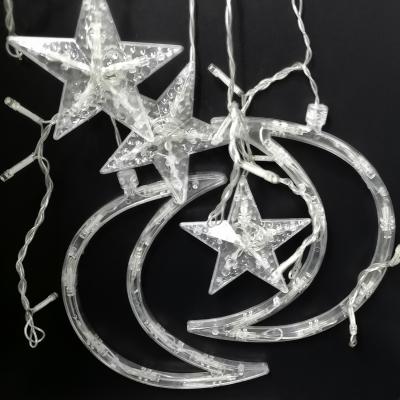 Гирлянда бахрома, 3,0м, LED, 6 полумесяцев 6 звезд, т.бел. LX-49