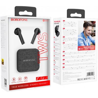 Беспроводные наушники BOROFONE BE40 TWS Triumph, bluetooth, в кейсе, черный