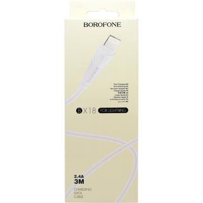 Кабель USB - Lightning 8pin, 3,0м, BOROFONE BX18 Optimal, белый