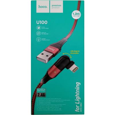Кабель USB - Lightning 8pin, 1,2м, HOCO U100 Orbit, красный