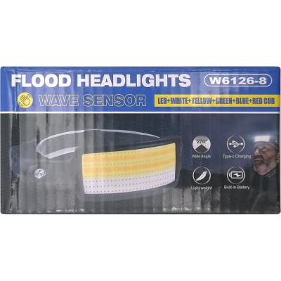 Фонарь налобный W6126-8, встроенный аккум. 1800 mAh