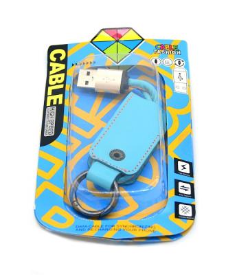 Кабель USB - micro USB, 0,2м, Орбита KM-110, 2А, брелок, голубой***