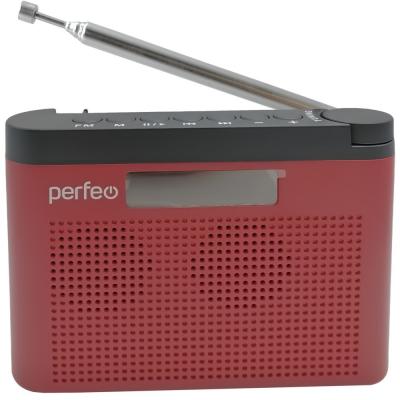 Радио Perfeo ТАЙГА, 65,9–74 УКВ/87,5–108 FM, акб, бордовый