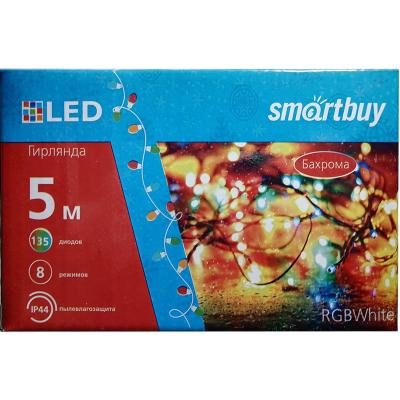 Гирлянда бахрома, 5,0/0,5м, 135LED, RGB, с контроллером, IP44, П.П. SB-RGBБАХ