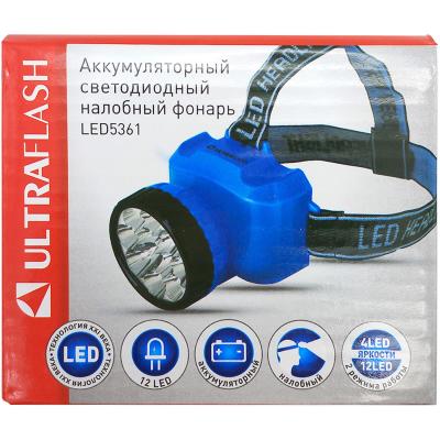 Фонарь налобный Ultraflash "HEADLITE"LED5361 (аккум,12LED,2реж,220В)***