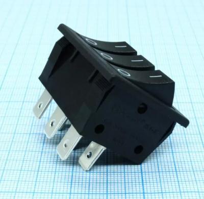 Переключатель клавишный RK1-37 1X1X3 B/B"0-" черный 3х клав ON-OFF