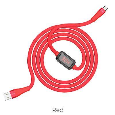 Кабель USB - micro USB, 1,2м, HOCO S4 таймер, красный