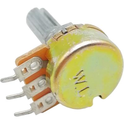 Резистор переменный 3pin, 1K, (d-17 мм, резьба М7, Вал d-6 мм)