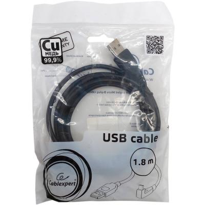 Кабель USB - micro USB, 1,8м, Pro Cablexpert CCP-mUSB2-AMBM90-6, экран, угловой /11375/