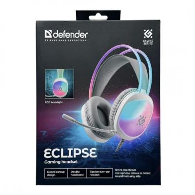 Игровая гарнитура DEFENDER Eclipse, 50мм, RGB, белый