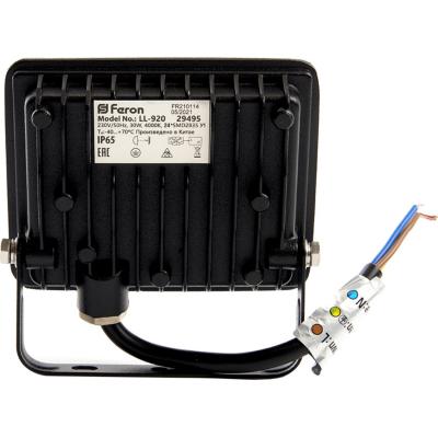 LED прожектор 30W, 6400K, IP65, 220V, черный, LL-920 /32101/