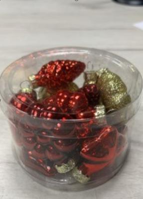 Игрушка ёлочная, НАБОР, 12шт шишка/звезда/сердце/цветок, 4см, красный/бордовый/золото /88389/