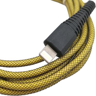 Кабель USB - Lightning 8pin, 2,0м, Smartbuy, карбон, экстрапрочный, до 2А, жел (iK-520n-2 yellow***