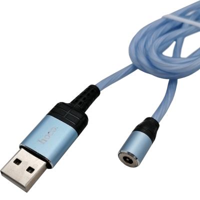 Кабель USB - Lightning 8pin, 1,0м, HOCO U90 Ingenious streamer, LED, магнит, синий