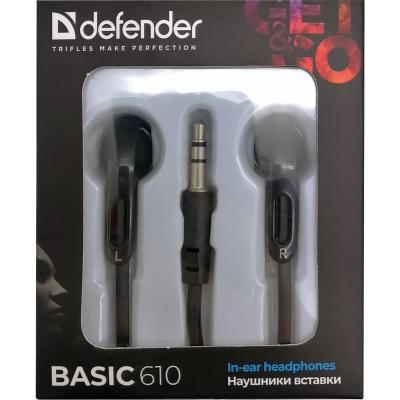 Наушники DEFENDER Basic 610, вставки, черный