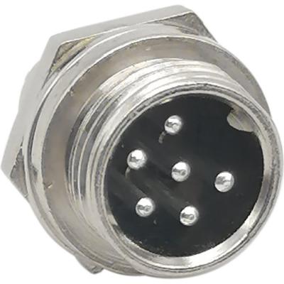 MIC12 (GX12) штекер 6pin, на корпус (5А, 125В)