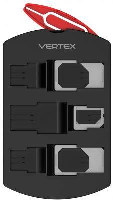 Адаптер для SIM карт Vertex в наборе, скрепка и карта для хранения, 5в1, серый