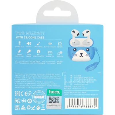 Беспроводные наушники HOCO EW46 Cat, Bluetooth, в кейсе, белый/синий (Dodge Cat)
