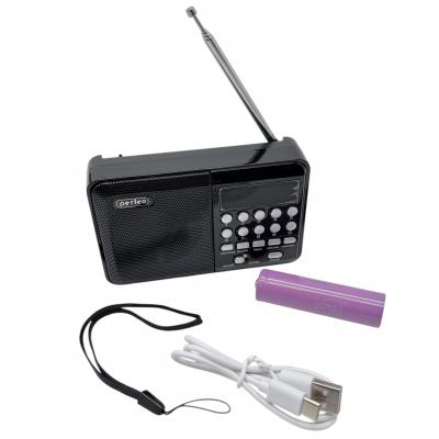 Радио Perfeo PALM, FM 87.5-108МГц, питание USB или 18650, черный