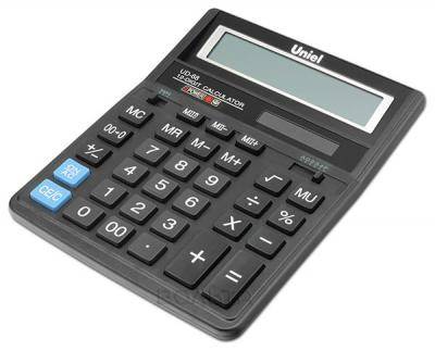 Калькулятор Uniel UD-68 12 разр, настольный, черный