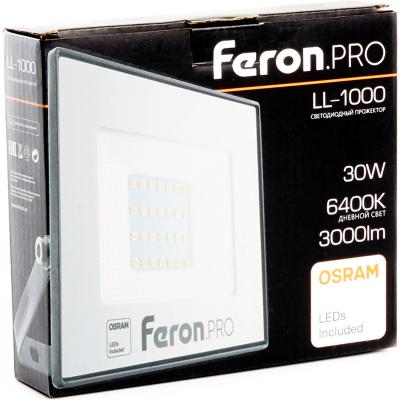 LED прожектор 30W, 6400K, IP65, 220V, черный, Feron.PRO LL-1000 /41539/