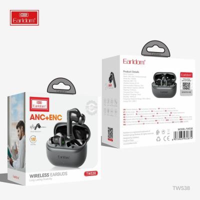 Беспроводные наушники Earldom TWS38, bluetooth, активное шумоподавление, в кейсе, черный