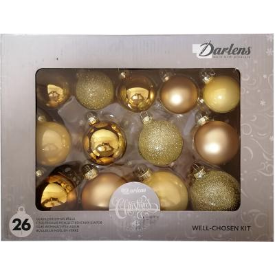 Игрушка ёлочная, уп.26шт. разноцветные золото, Darlens DL-DRL00660