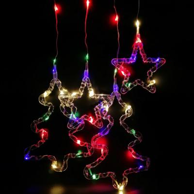 Гирлянда бахрома, 3м 10шт Елки/звезды, RGB LX-361