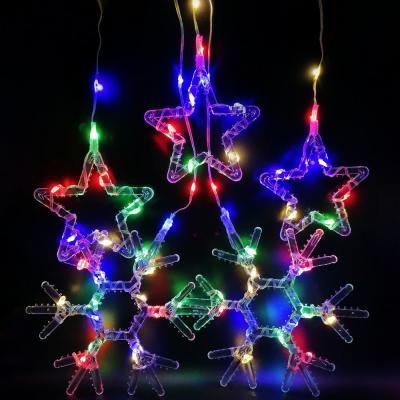 Гирлянда бахрома, 3м 10шт Снежин/звезды, RGB LX-358