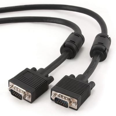 Шнур VGA(M)-VGA(M) 3,0м Premium Cablexpert CC-PPVGA-10-B, тройной экран, черный /09958/