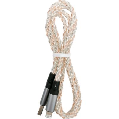 Кабель USB - Lightning 8pin, 1,0м, HOCO U112 Shine, светящийся, серый