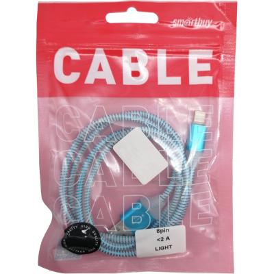 Кабель USB - Lightning 8pin, 1,0м, Smartbuy, индикац.заряда, синий (iK-512ss blue)***
