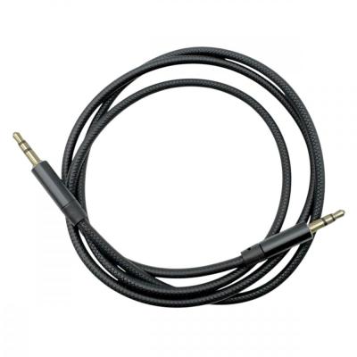 Jack 3,5mm - Jack 3,5mm 1,0м stereo R1, кожаный, черный