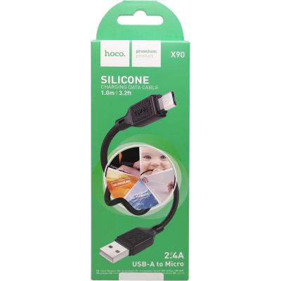 Кабель USB - micro USB, 1,0м, HOCO X90 Cool, силикон, черный