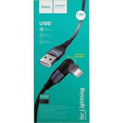 Кабель USB - Lightning 8pin, 1,2м, HOCO U100 Orbit, черный