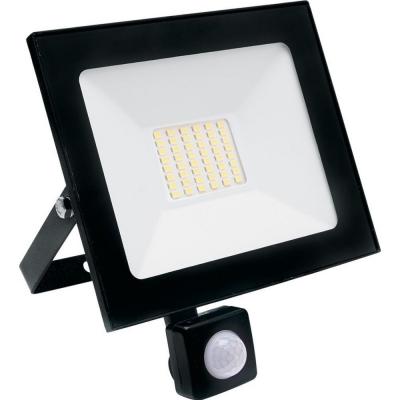 LED прожектор 50W, 6400K, IP65, 220V, датчик движения, черный, SFL80-50 /29524/