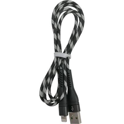 Кабель USB - Lightning 8pin, 1,0м, Smartbuy, CARBON CANDY, 2A, черный (iK-512CAC black)***