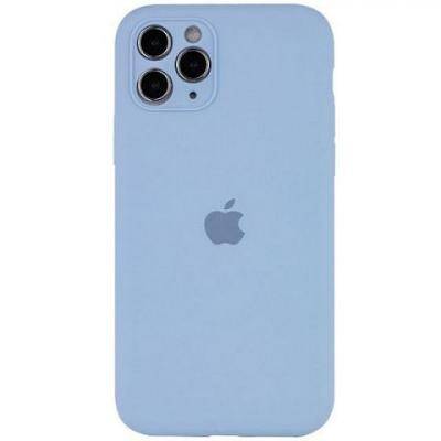 Чехол-накладка iPhone 11, Soft touch, Silicone Case, с полным покрытием, лого, небесный /BL/