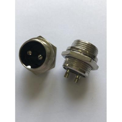 MIC12 (GX12) штекер 2pin, на корпус (5А, 125В)