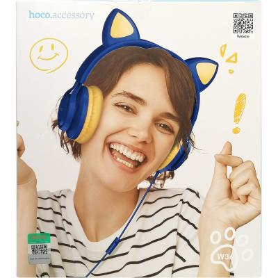 Наушники-гарнитура HOCO W36 Cat, накладная, темно-синий**