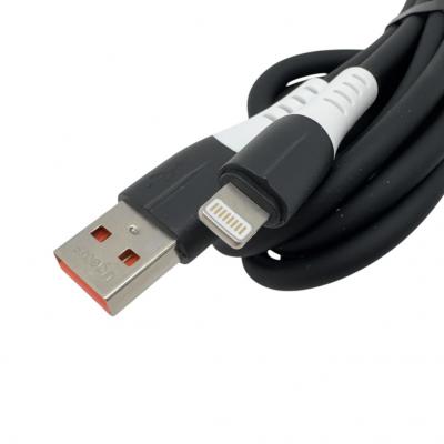 Кабель USB - Lightning 8pin, 2,0м, Ugetus R82, силикон, черный (без упаковки)