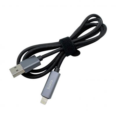Кабель USB - Lightning 8pin, 1,0м, HOCO X112, LED дисплей, черный