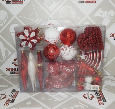 Игрушка ёлочная набор, 7822, уп.38шт; красный
