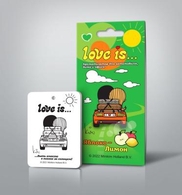 Ароматизатор картонный LOVE IS... (ЯБЛОКО-ЛИМОН)