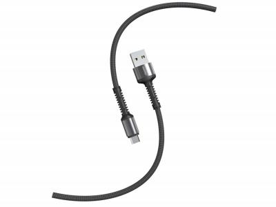 Кабель USB - micro USB, 1,0м, SmartBuy S26, 3A, нейлон, черный/серый (iK-12-S26bg)